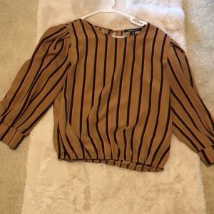 Top. Brown with black and orange stripes